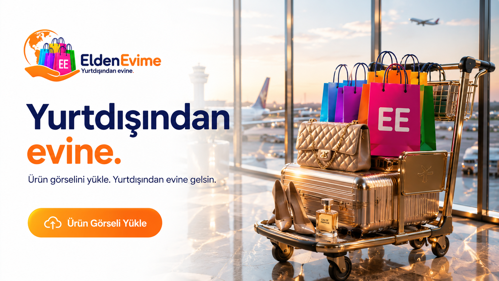 Havalimanı trolleyinde lüks çantalar